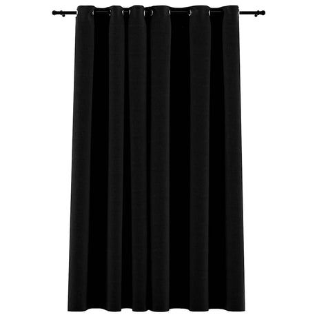 Vidaxx gardin linned look blackout med øjne 290x245 cm sort