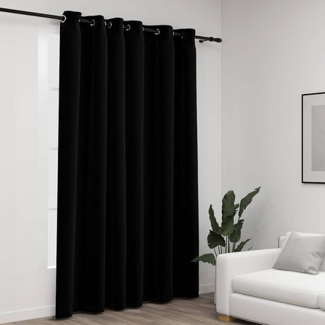 Vidaxx gardin linned look blackout med øjne 290x245 cm sort