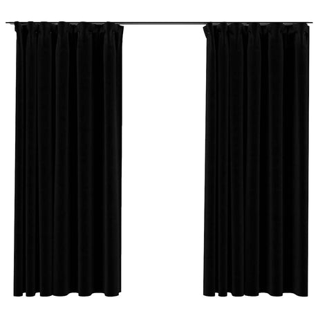 Vidaxl gardiner linned look damning kroge 2 st 140x175 cm sort