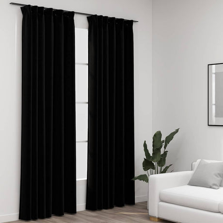 Vidaxl gardiner linned look blackout kroge 2 st 140x225 cm sort