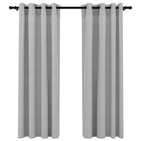 Vidaxl gardiner linned look damende øjne 2 st 140x175 cm grå