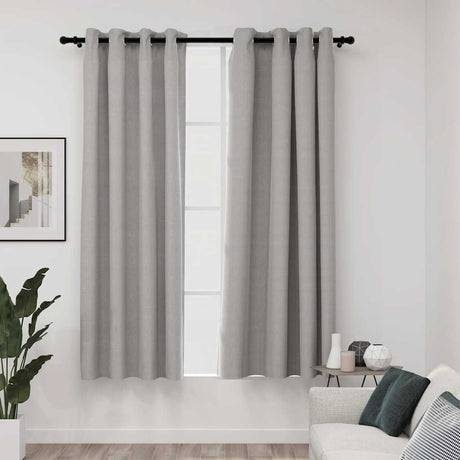 Vidaxl gardiner linned look damende øjne 2 st 140x175 cm grå