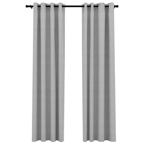 Vidaxl gardiner linned look damende øjne 2 st 140x245 cm grå