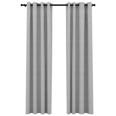 Vidaxl gardiner linned look damende øjne 2 st 140x245 cm grå