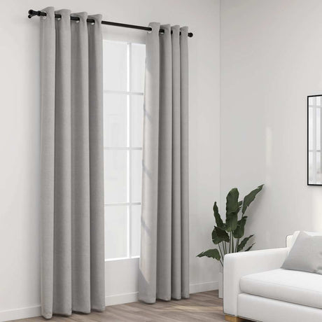 Vidaxl gardiner linned look damende øjne 2 st 140x245 cm grå