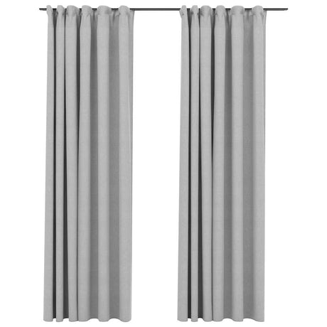 Vidaxl gardiner linned look blackout kroge 2 st 140x225 cm grå