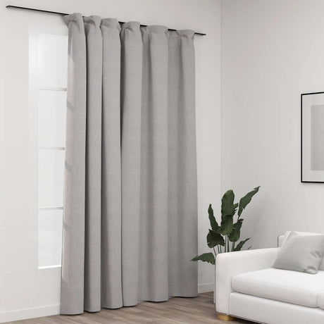 Vidaxl gardin linned look fordømmende med kroge 290x245 cm grå