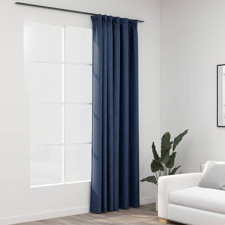Vidaxl Curtain Linen Look Damning med kroge 290x245 cm blå