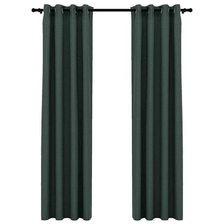 Vidaxl gardiner linned look damende øjne 2 st 140x225 cm grøn