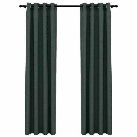 Vidaxl gardiner linned look damende øjne 2 st 140x245 cm grøn