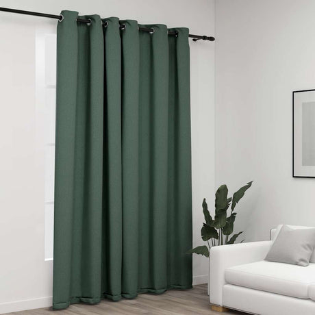 Vidaxl gardin linned look fordømmende med øjne 290x245 cm grøn
