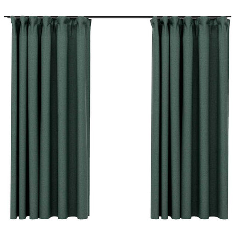 Vidaxl gardiner Linned Look Blackout Hooks 2 St 140x175 cm Grøn