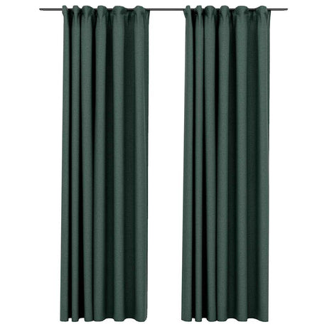 Vidaxl gardiner linned look blackout kroge 2 st 140x245 cm grøn