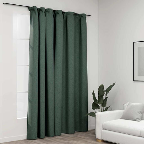 Vidaxl Curtain Linen Look Damning med kroge 290x245 cm grønt