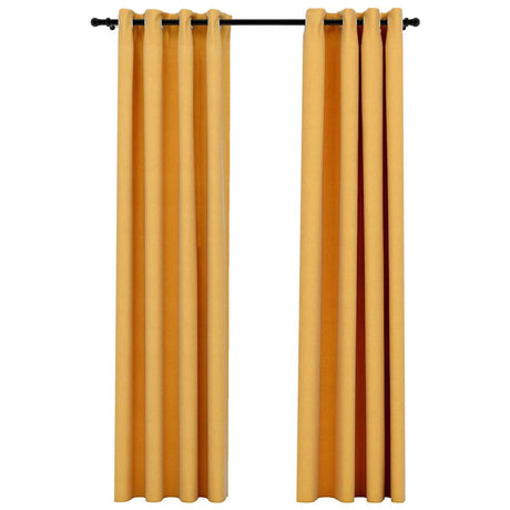 Vidaxl gardiner linned look damende øjne 2 st 140x245 cm gul