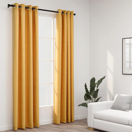 Vidaxl gardiner linned look damende øjne 2 st 140x245 cm gul