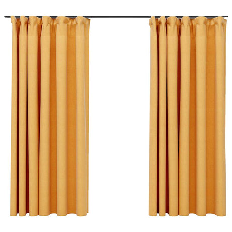 Vidaxl gardiner Linned Look Blackout Hooks 2 St 140x175 cm gul