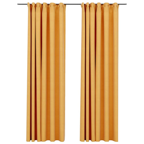 Vidaxl gardiner linned look blackout kroge 2 st 140x245 cm gul