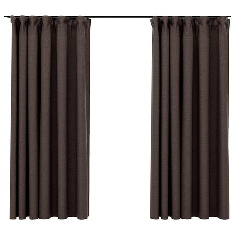 Vidaxx gardiner mørklægningskroge i hørlook 2 stk 140x175 cm taupe