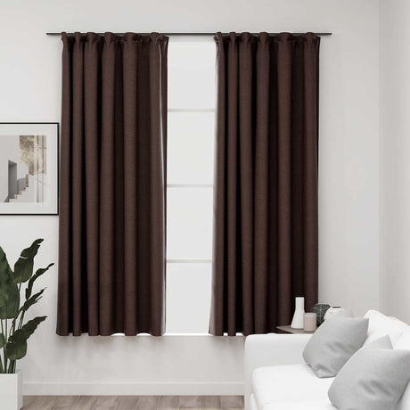 Vidaxx gardiner mørklægningskroge i hørlook 2 stk 140x175 cm taupe