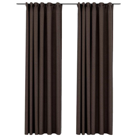 Vidaxl gardiner linned look blackout kroge 2 stk 140x225 cm taupe