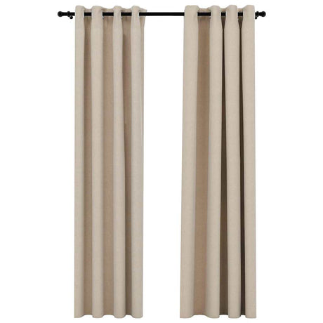 Vidaxl gardiner linned look damende øjne 2 st 140x245 cm beige