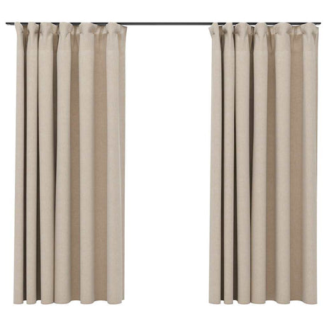 Vidaxl gardiner Linned-look Blackout Hooks 2 St 140x175 cm beige