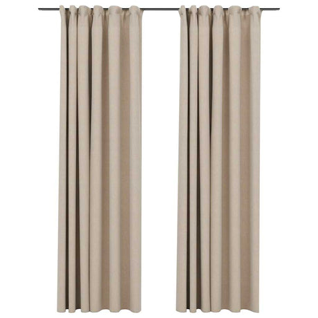 Vidaxl gardiner linned look blackout kroge 2 st 140x225 cm beige