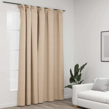 Vidaxl gardin linned look fordømmende med kroge 290x245 cm beige