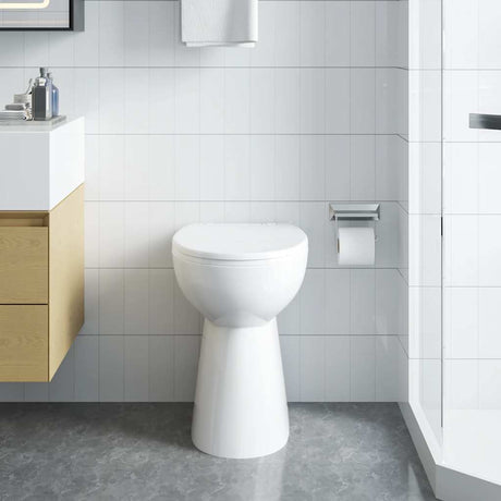 VidaXL kantløst toilet 7 cm ekstra højde soft-close keramik hvid