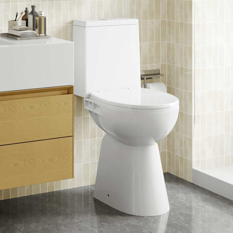 VidaXL kantløst toilet 7 cm ekstra højde soft-close keramik hvid