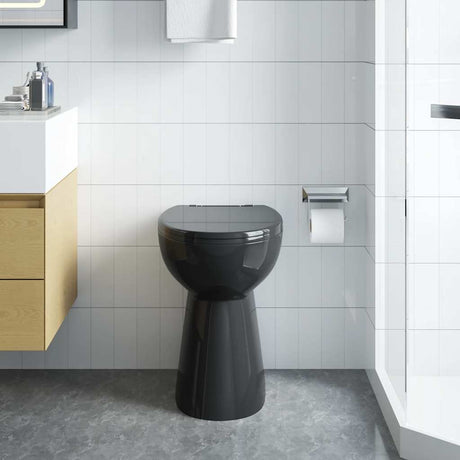 VidaXL kantløst toilet 7 cm ekstra højde soft-close keramik sort