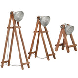 Vidaxl Floor Lamps 3 St E27 Solid Mango Wood Silver Colored