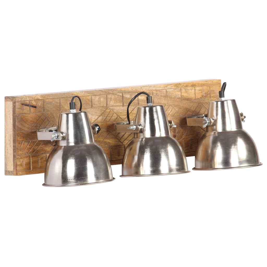 Vidaxx industriel væglampe E27 70x23 cm mangotræ sølvfarvet