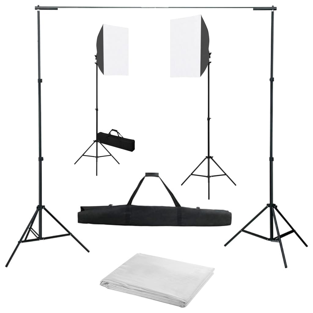VidaXL fotostudiesæt med softbox lys og baggrund