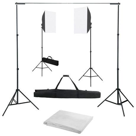 VidaXL fotostudiesæt med softbox lys og baggrund