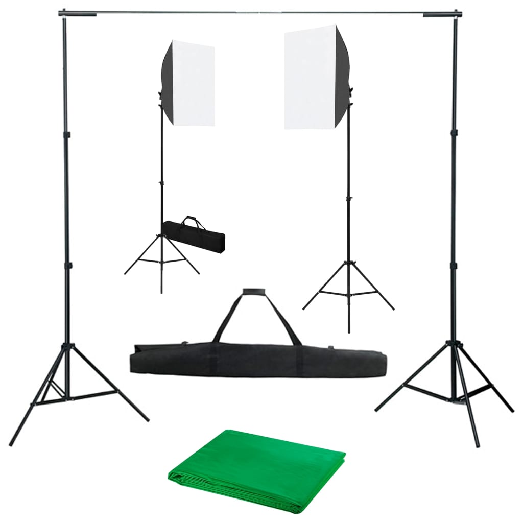 VidaXL fotostudiesæt med softbox lys og baggrund
