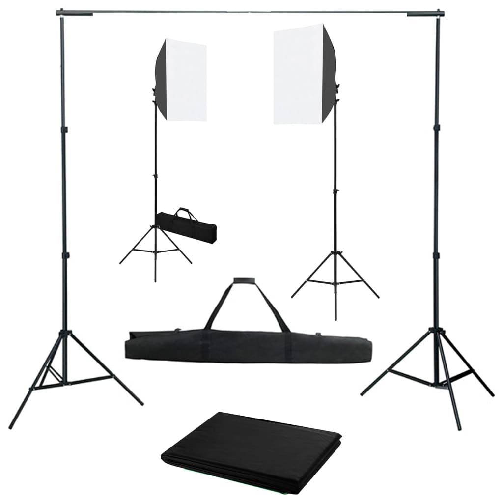 VidaXL fotostudiesæt med softbox lys og baggrund