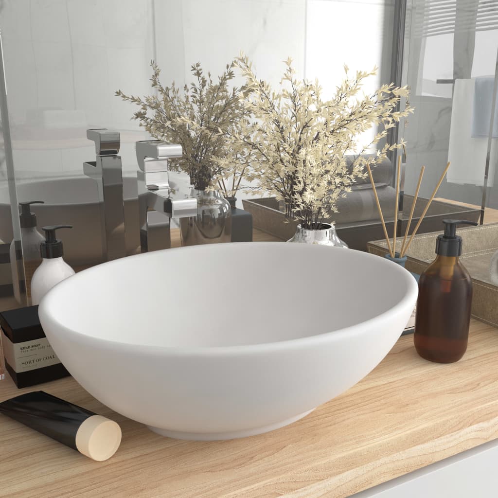 Vidaxl Washbasin Oval 40x33 cm keramisk mat hvid