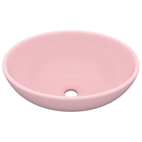 Vidaxl Washbasin Oval 40x33 cm keramisk sål lyserød