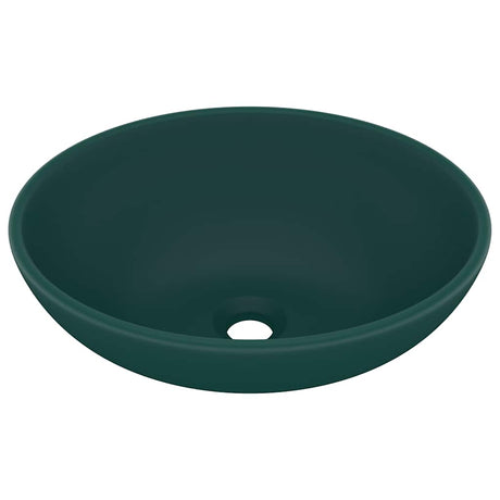 Vidaxl Washbasin Oval 40x33 cm keramisk Matt mørkegrøn