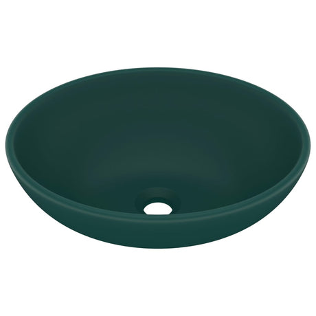 Vidaxl Washbasin Oval 40x33 cm keramisk Matt mørkegrøn