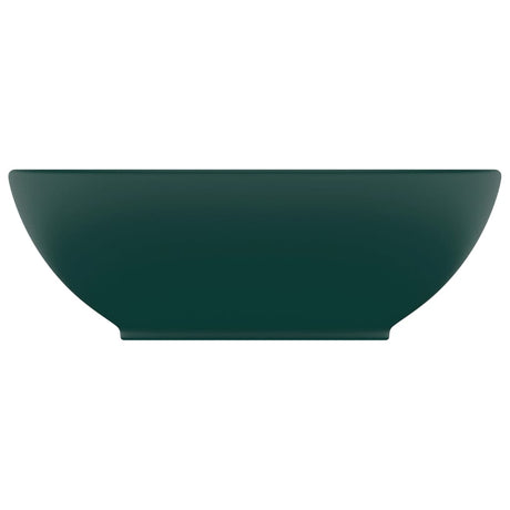 Vidaxl Washbasin Oval 40x33 cm keramisk Matt mørkegrøn