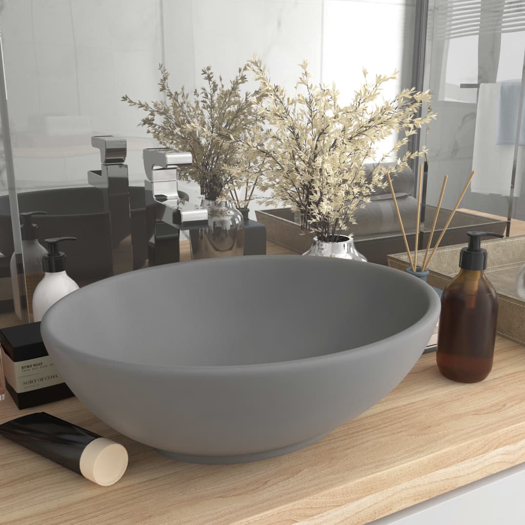 Vidaxl Washbasin Oval 40x33 cm keramisk Matt Light Gray