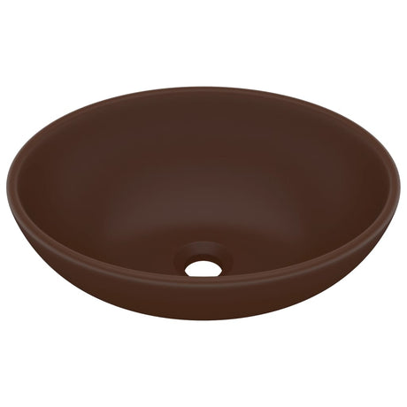 Vidaxl Washbasin Oval 40x33 cm keramisk Matt mørkebrun