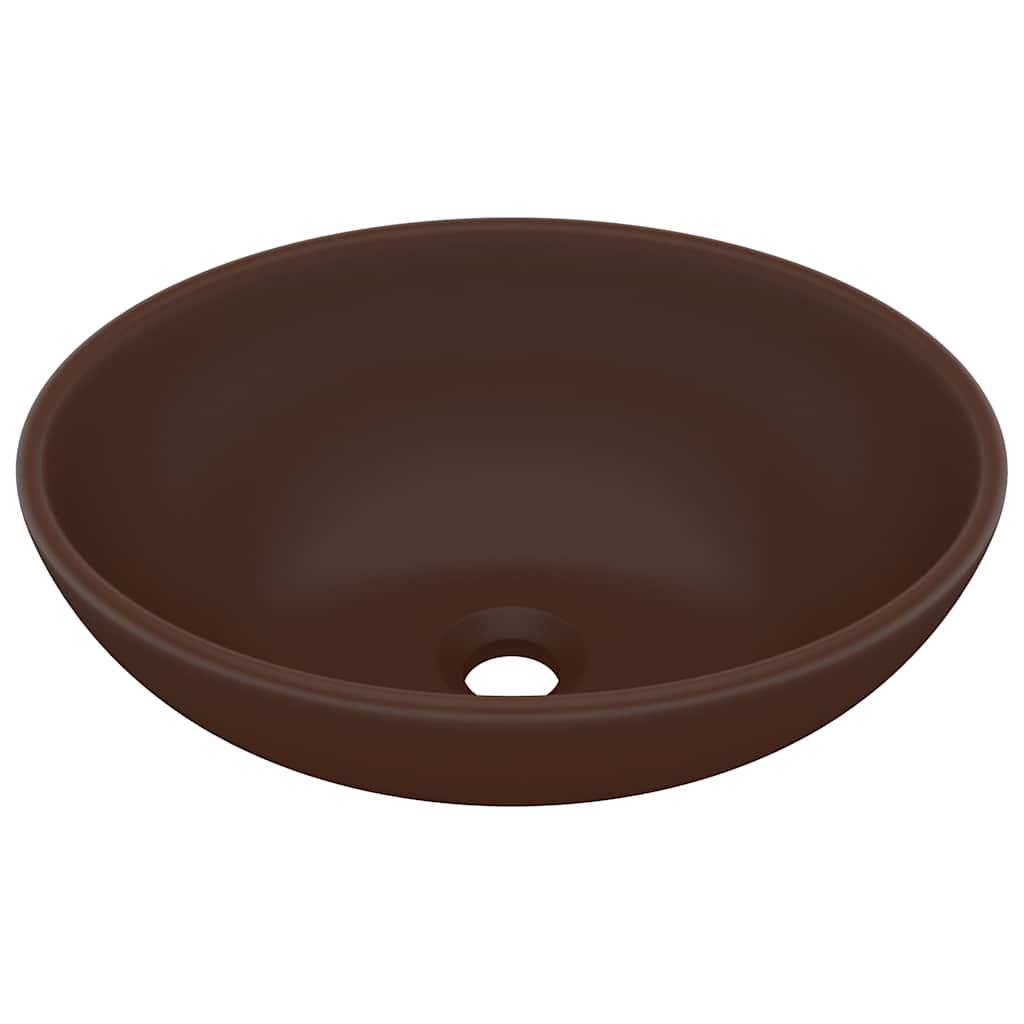 Vidaxl Washbasin Oval 40x33 cm keramisk Matt mørkebrun