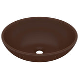 Vidaxl Washbasin Oval 40x33 cm keramisk Matt mørkebrun