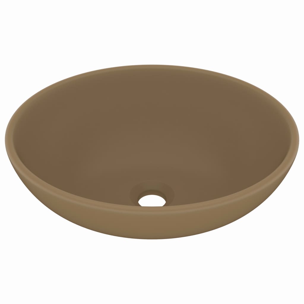 Vidaxl Washbasin Oval 40x33 cm keramisk matcreme