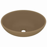 Vidaxl Washbasin Oval 40x33 cm keramisk matcreme