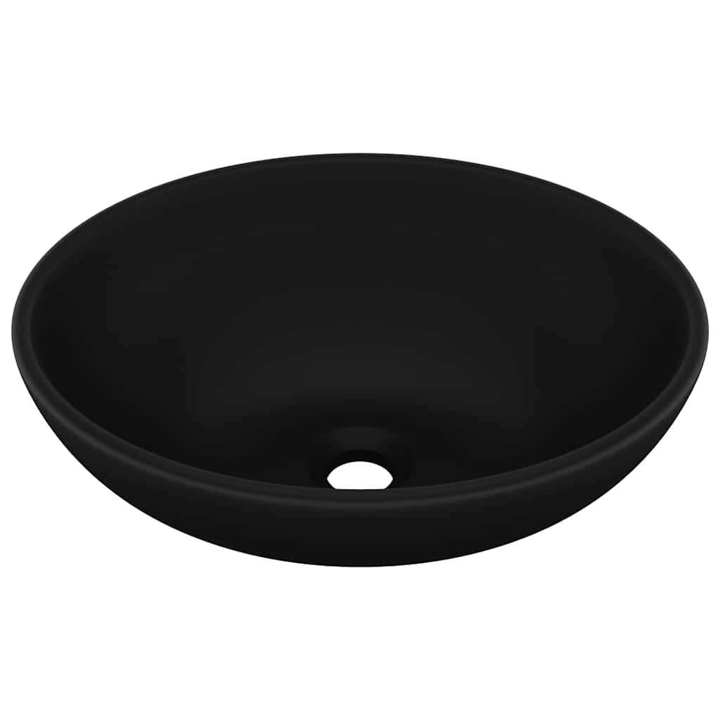 Vidaxl Washbasin Oval 40x33 cm keramisk mat sort